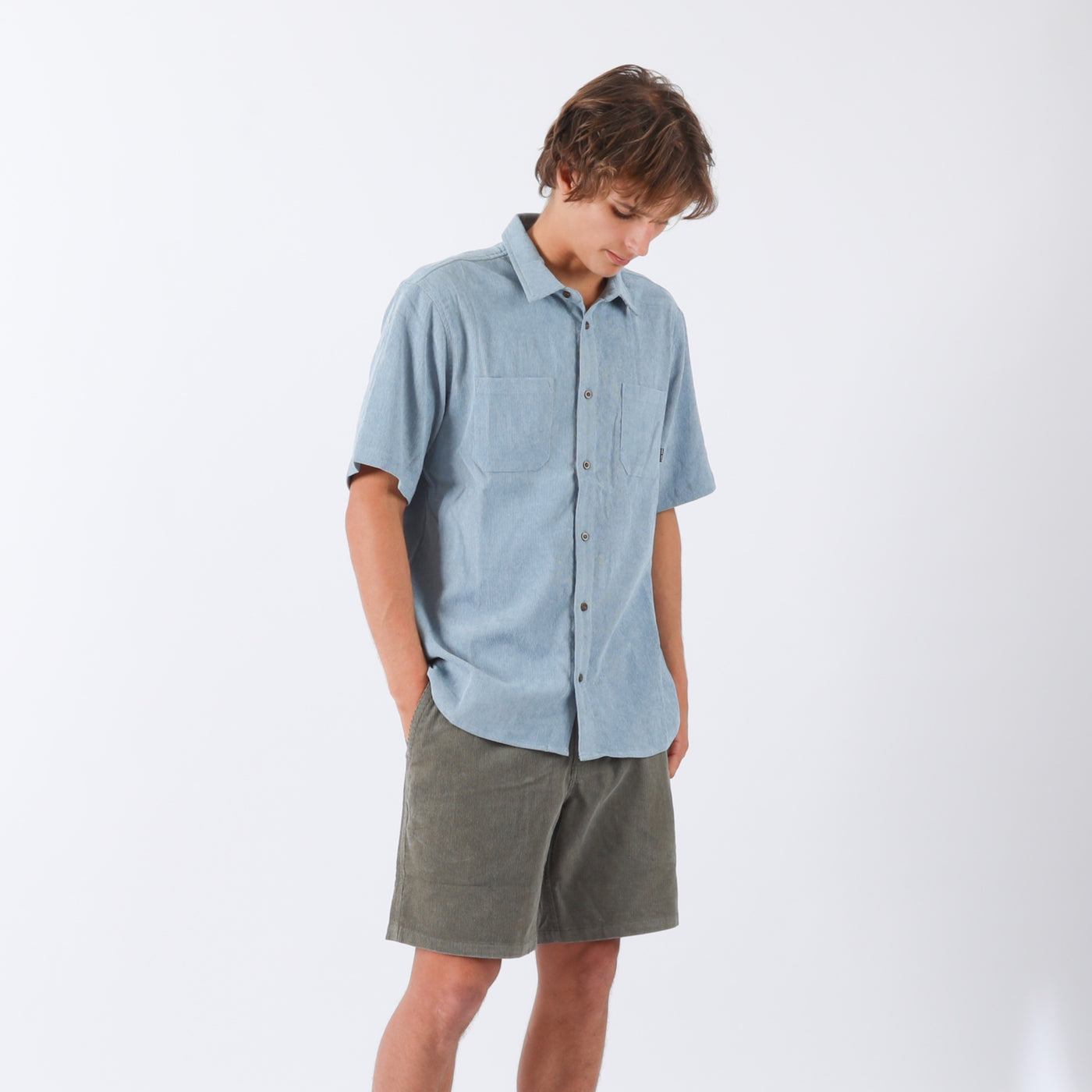 Whaler Cord S/S Shirt - Sky