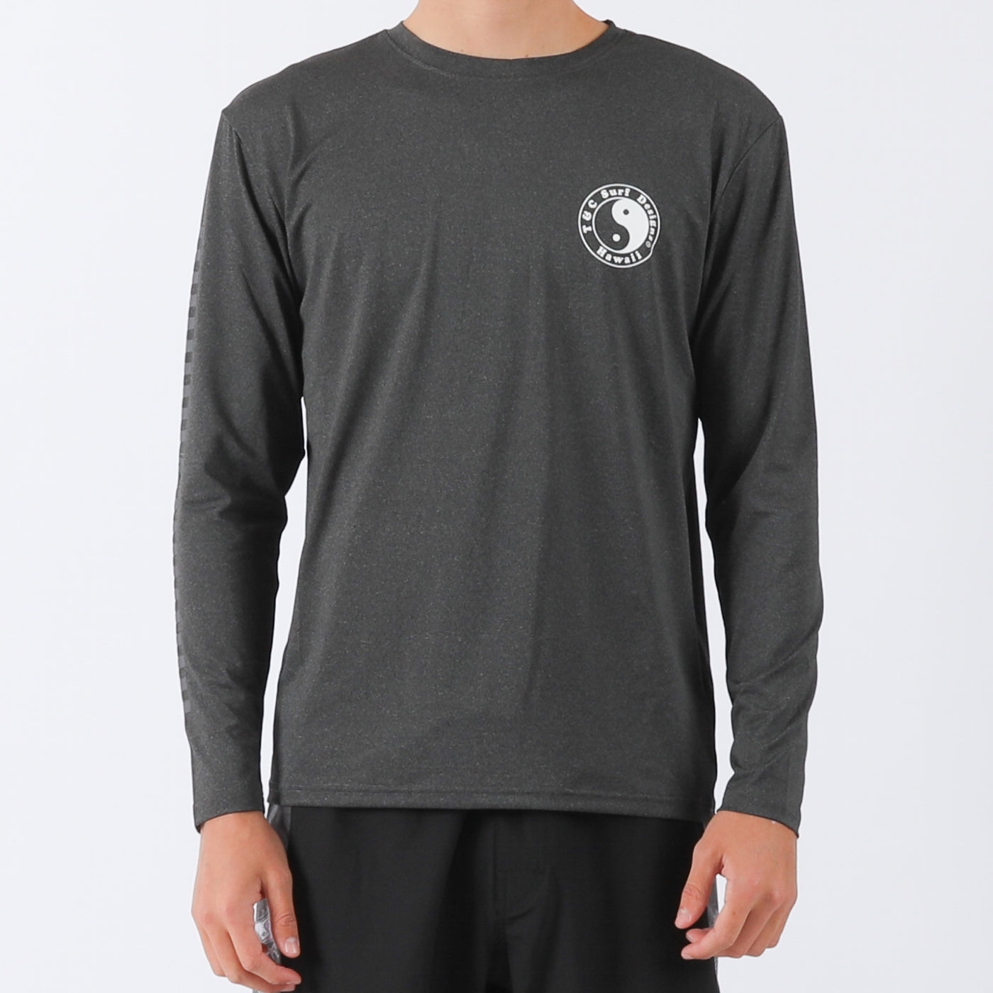 Boys Checker L/S Surf Tee UPF 50+ - Black Heather