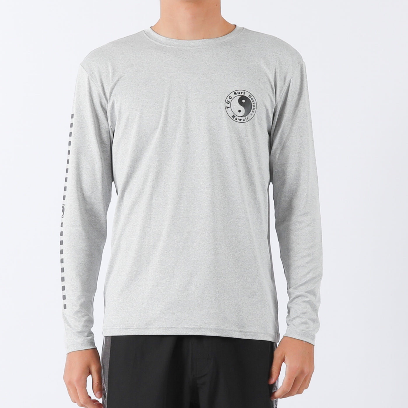 Checker L/S Surf Tee UPF 50+ - Lt Grey Heather