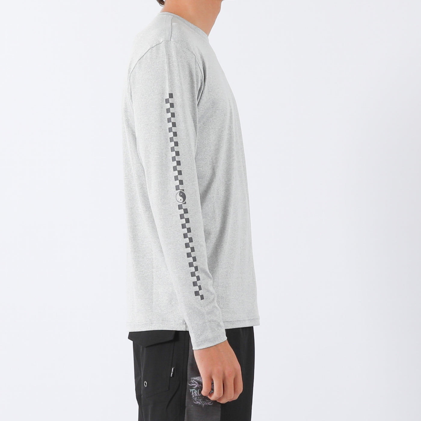 Checker L/S Surf Tee UPF 50+ - Lt Grey Heather