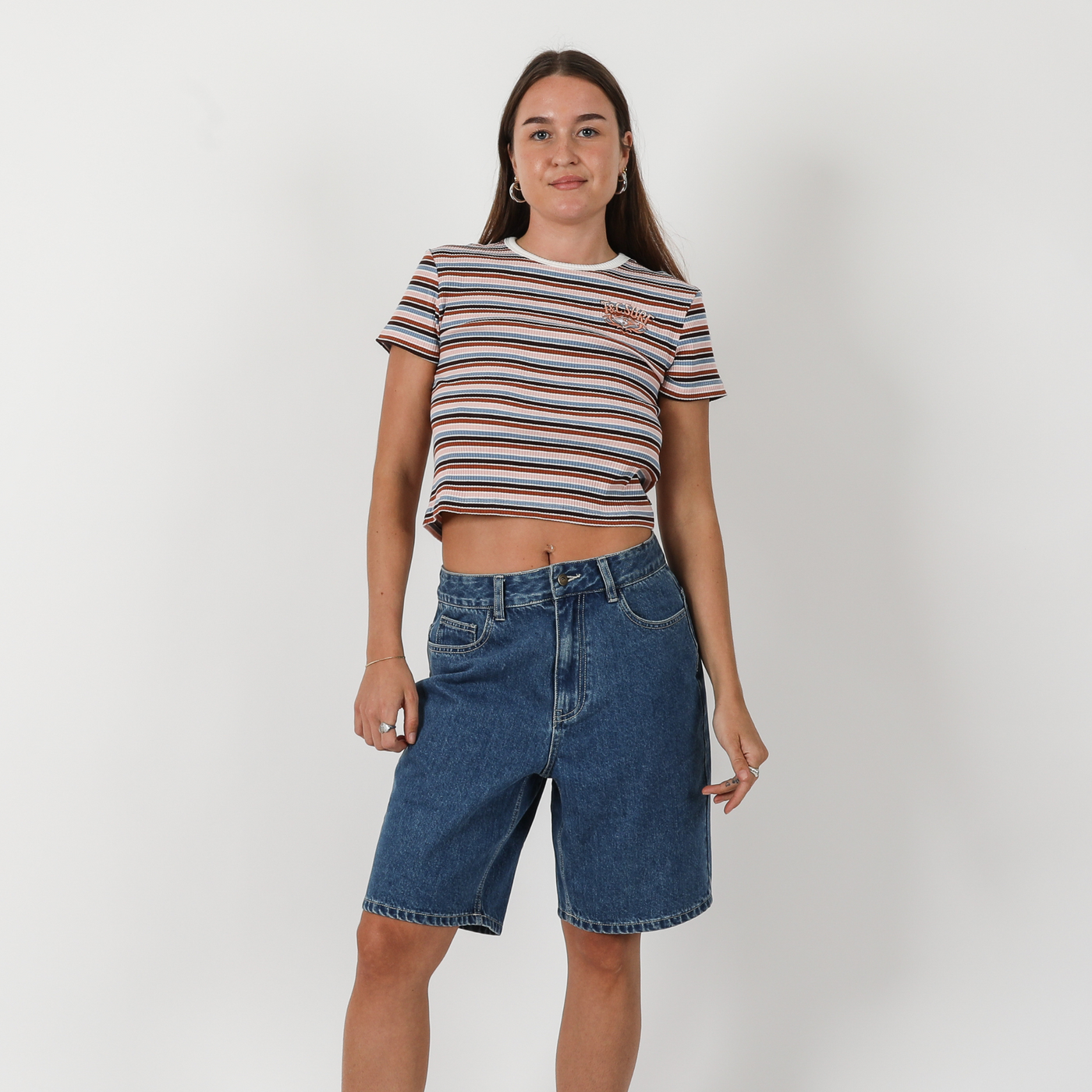 Lines Rib Crop Tee  - Stripe