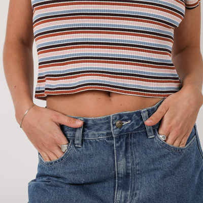 Lines Rib Crop Tee  - Stripe