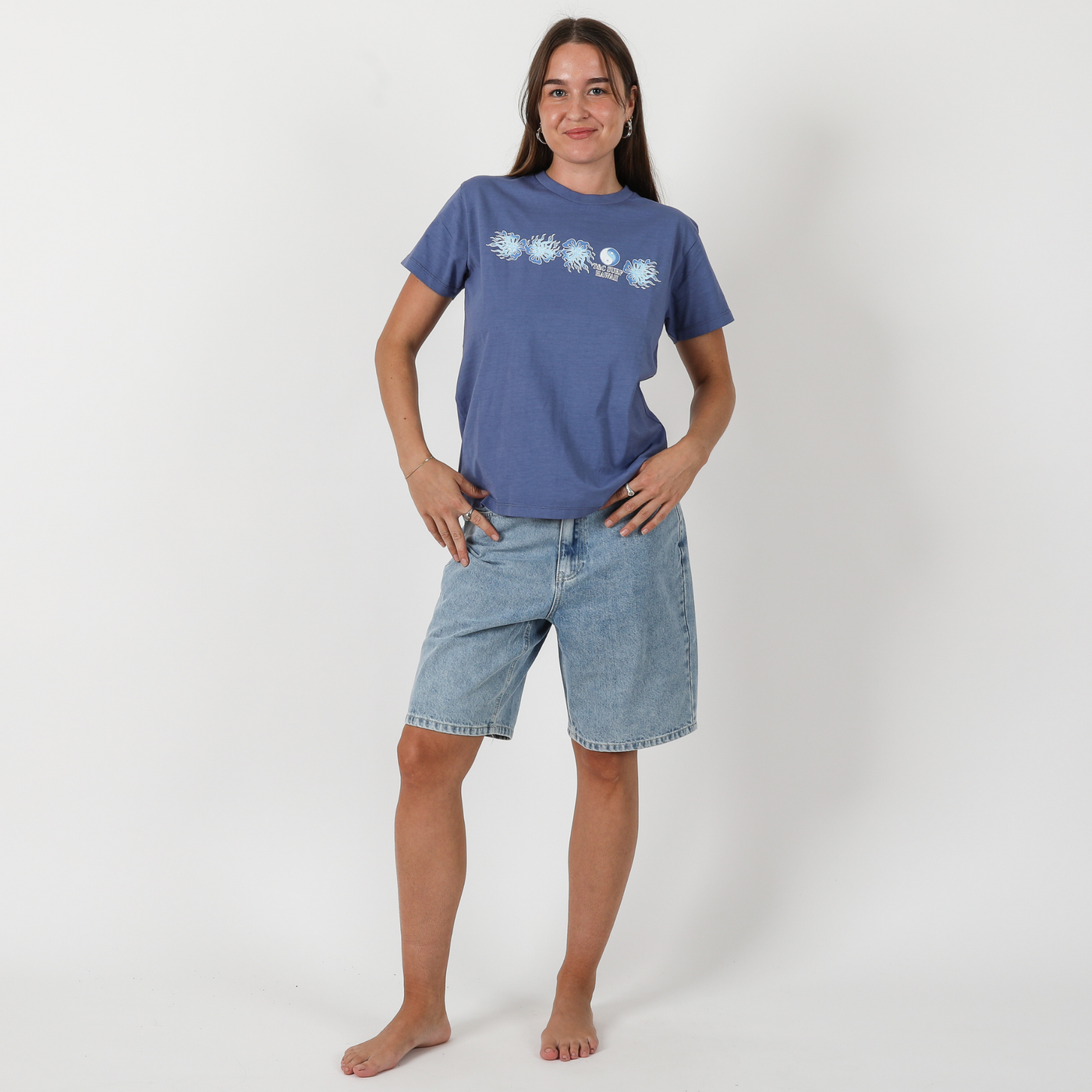 Flaming Hibiscus Regular Fit Tee - Ocean